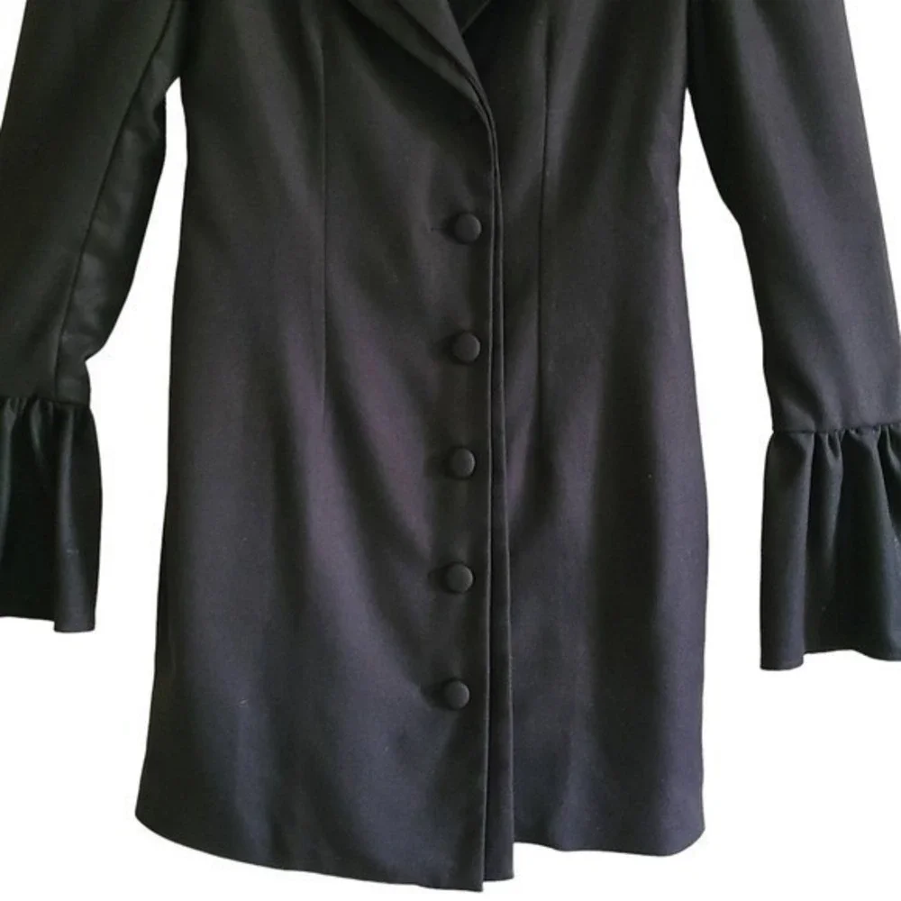 LANI THE LABEL Black Camden Blazer Mini Dress Bell Sleeve Button Black Womens XS - Picture 6 of 13